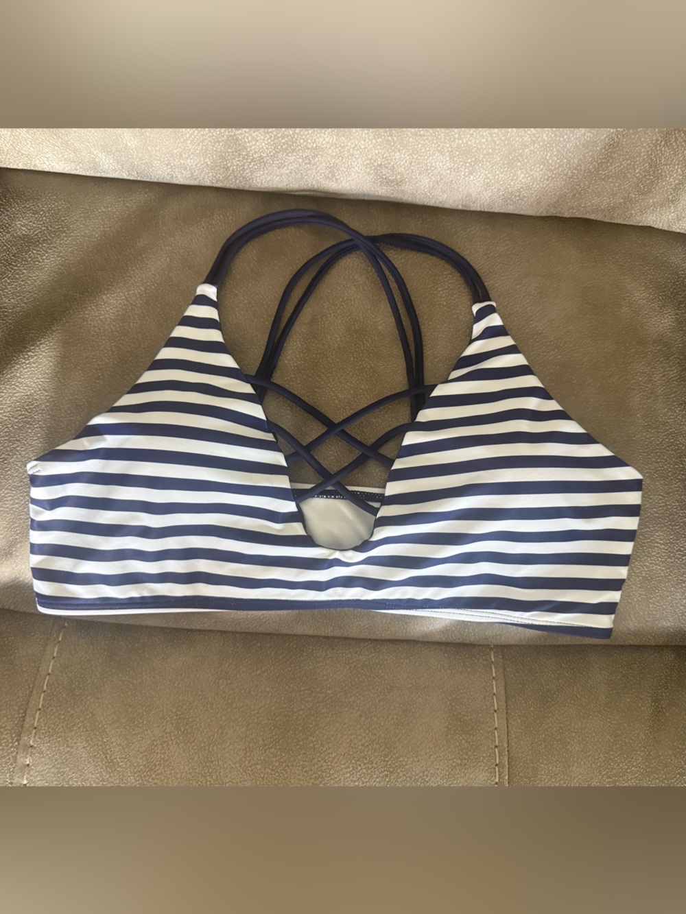 Cupshe Navy & White Striped Crisscross Bikini Top and bottom